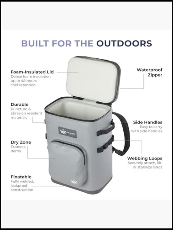 Waterproof Insulated Cooler Backpack 36-Can Capacity 48-Hour Ice Retention